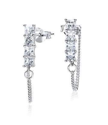 Square CZ Stud Chain STC-207